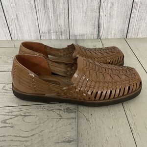 Sunsteps Shoes Brown Leather Hand Woven Sandals Slip On Mens Size 9